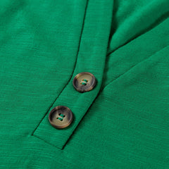 Racing Red Casual Button V Neck Long Sleeve Top