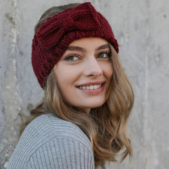 Bow Hairband in Black, Burgundy, or Gray