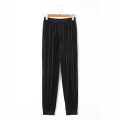 Black Vintage Pocket Velvet Jogger Pants