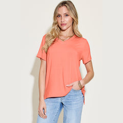 Basic Bae Bamboo Full Size V-Neck High-Low T-Shirt