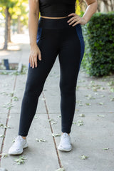 The Billie- Blue Panel Full Length Leggings