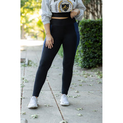 The Billie- Blue Panel Full Length Leggings