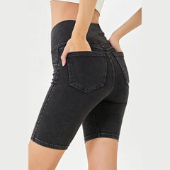 Basic Bae Asymmetrical Waist Denim Shorts with Pockets