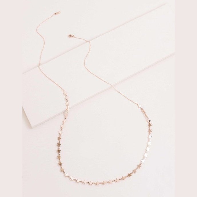 Long Minimalist  Stars Necklace 14k Gold over Stainless Steel, Rose Gold, or Silver