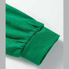 Racing Red Casual Button V Neck Long Sleeve Top