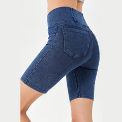 Basic Bae Asymmetrical Waist Denim Shorts with Pockets