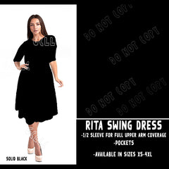 RITA SWING DRESS RUN-SOLID BLACK