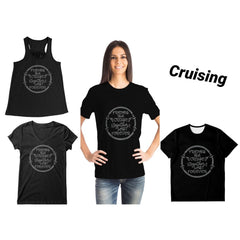 Rhinestone Cruising Tee Shirt Crew Neck, V Neck, Tank Top