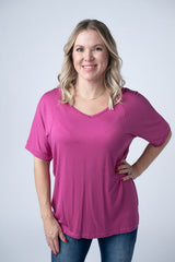 Magenta V Neck Bamboo T-shirt Michelle Mae