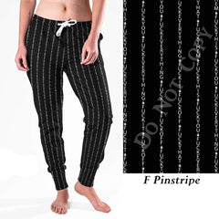 FU Pinstripe Joggers, Lounger, and Leggings Black White Uncensored