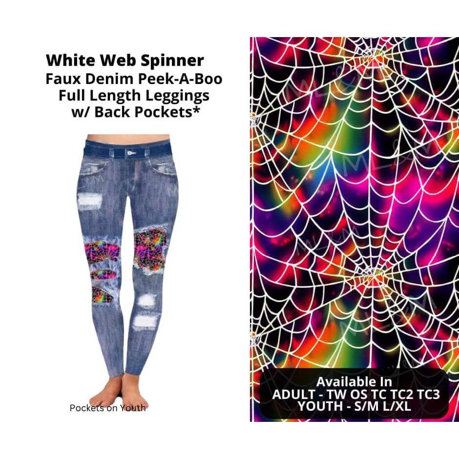White Web Spinner Faux Denim Full Length