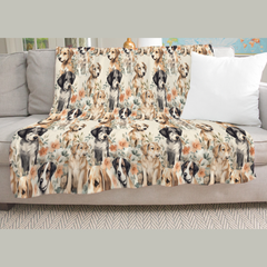FLORAL PUPPIES- GIANT SHAREABLE THROW BLANKET