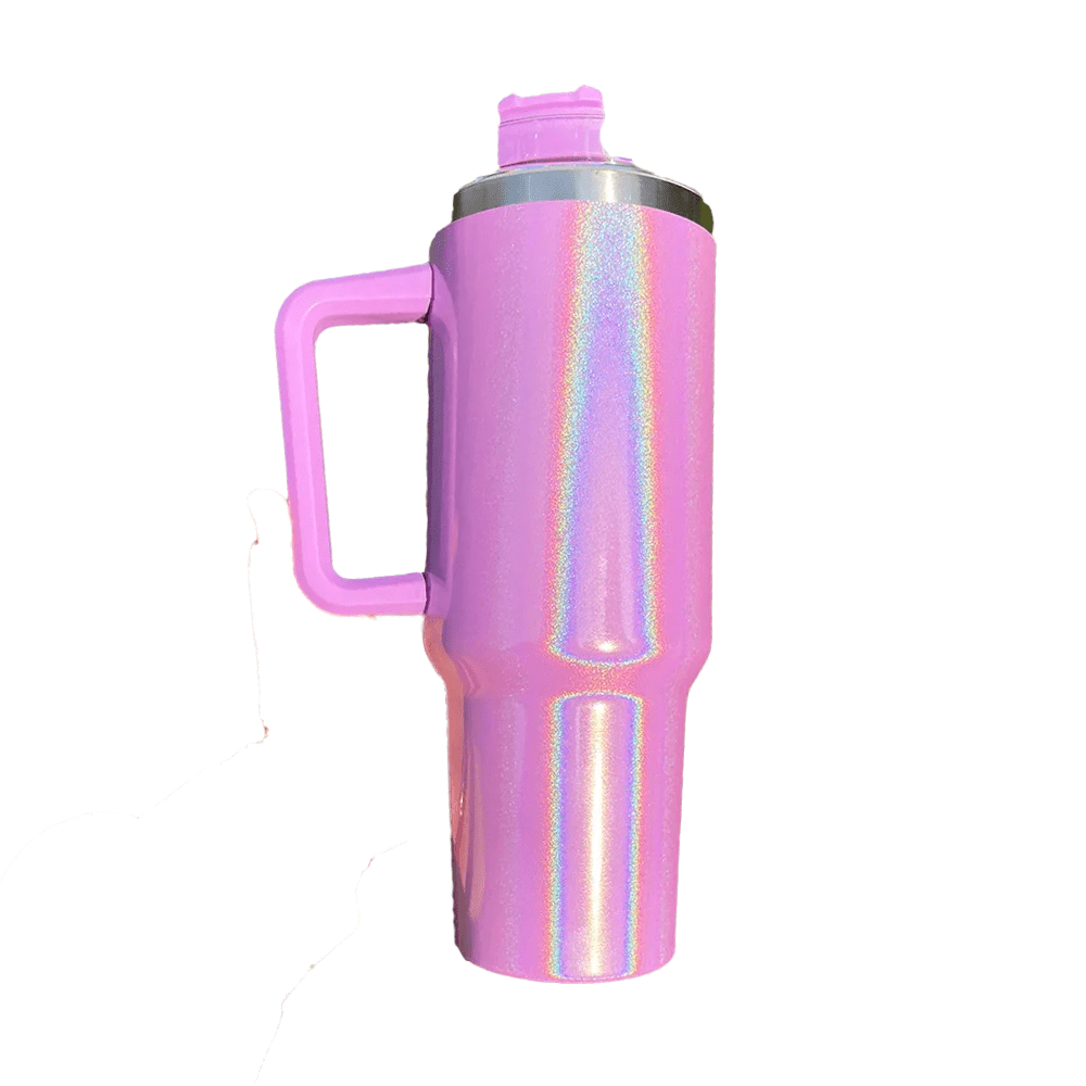 Shimmer 40oz Tumbler Cup Holder Friendly Pink, White, Blue, Hot Pink, Purple