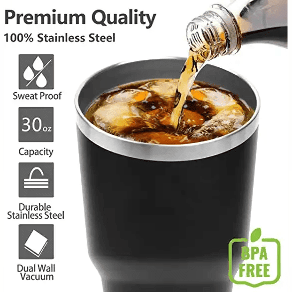 Tumblers 30oz with Metal Straw Cleaning Brush