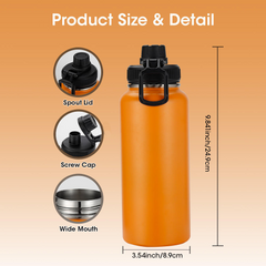 Tumbler 32oz Insulated Stainless Steel Water Bottle with Leak-Proof Chug Lid