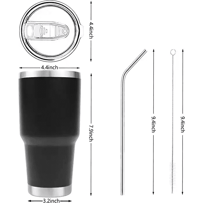 Tumblers 30oz with Metal Straw Cleaning Brush