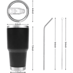 Tumblers 30oz with Metal Straw Cleaning Brush