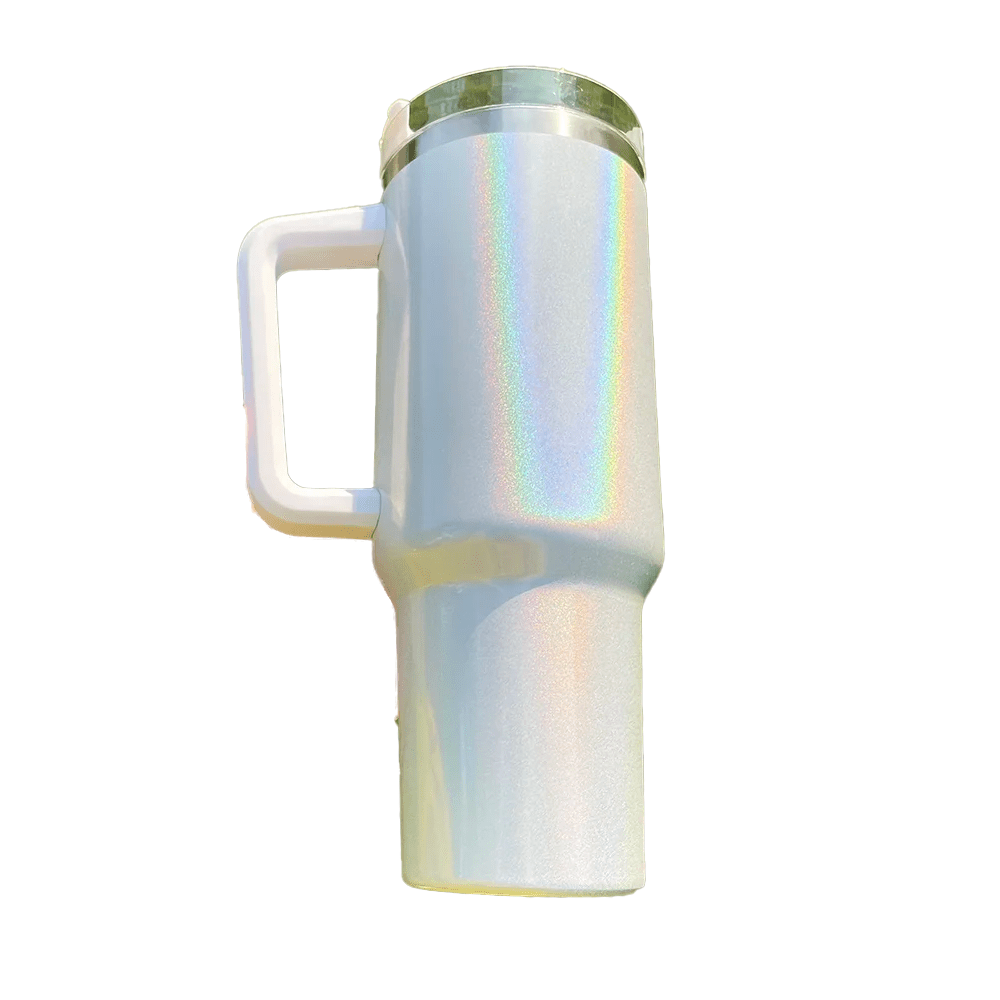 Shimmer 40oz Tumbler Cup Holder Friendly Pink, White, Blue, Hot Pink, Purple