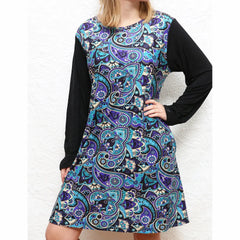 Paisley Long Sleeve Dress with Pockets