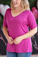 Magenta V Neck Bamboo T-shirt Michelle Mae