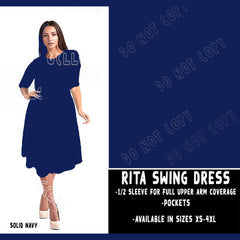 RITA SWING DRESS RUN-NAVY