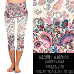 PRETTY PAISLEY LEGGINGS CAPR with Pockets