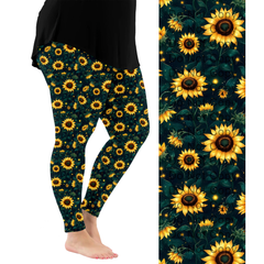 Starlit Sunflower Leggings with Pockets Radiate Warmth, Glow with Style