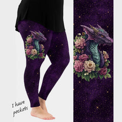 Elegant Dragon on Purple Gold Background with Pockets