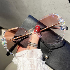 Rhinestone Rimless Sunglasses