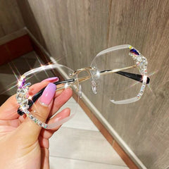 Rhinestone Rimless Sunglasses