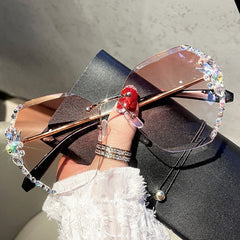 Rhinestone Rimless Sunglasses