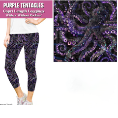 Purple Octopus Capri Leggings with Pockets