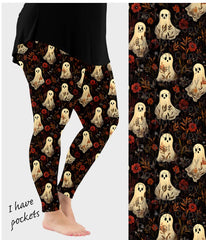 Fall Ghost Leggings with Pockets – Halloween Floral