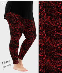 Crimson Blood Spatter Chaos Pocket Leggings