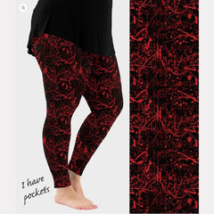 Crimson Blood Spatter Chaos Pocket Leggings