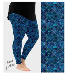 Blue Mermaid Scale Leggings with Pockets – Ocean Fantasy Yoga Pants