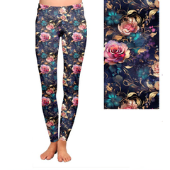 Midnight Rose Garden Leggings with Pockets