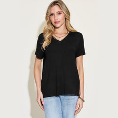 Basic Bae Full Size V-Neck High-Low T-Shirt