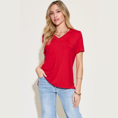 Basic Bae Full Size V-Neck High-Low T-Shirt