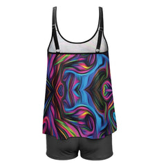 Color Wave Tankini Swimsuit