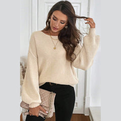 Red Dahlia Ribbed Knit Ribbon Knot Backless Drop Shoulder Sweater