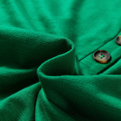 Racing Red Casual Button V Neck Long Sleeve Top