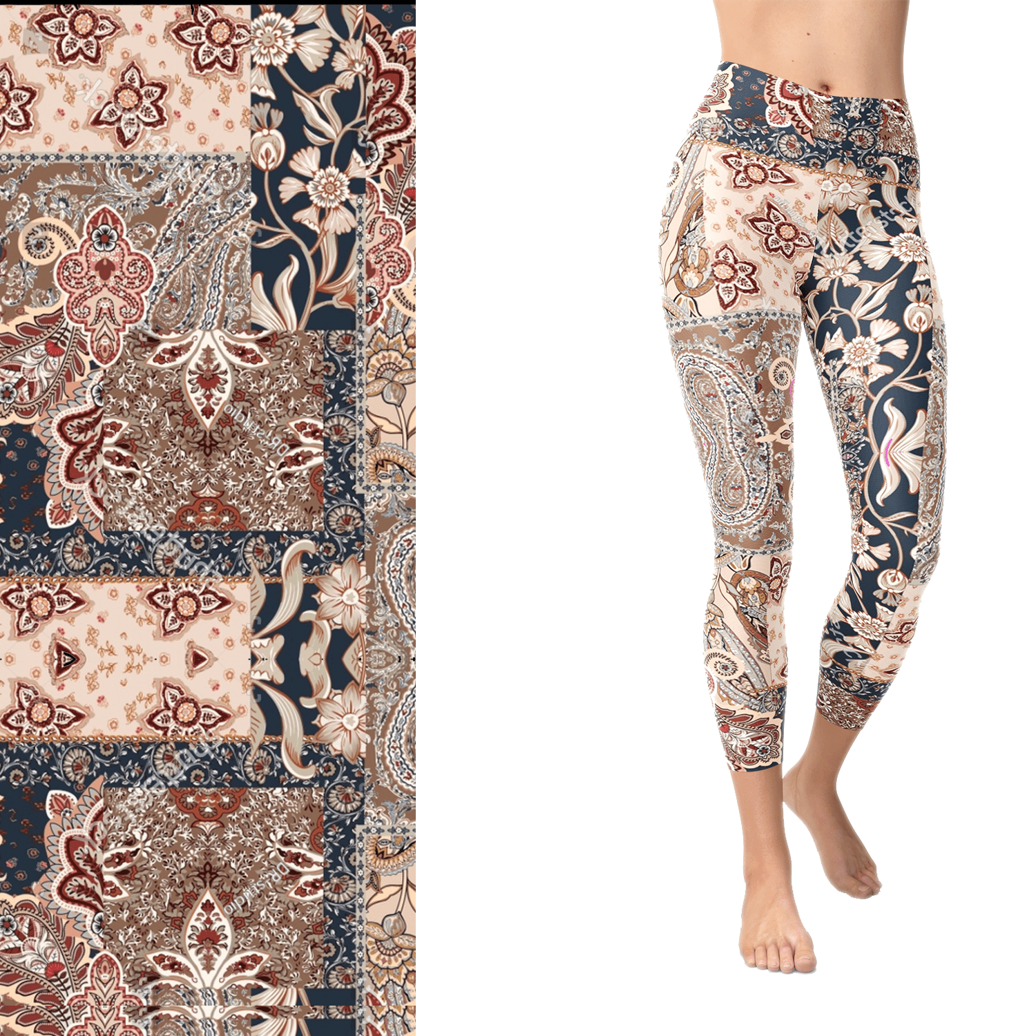 Cottage Patchwork Flowers Full Length Adult with Pockets