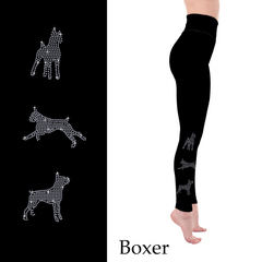 Boxer Rhinestone Capri or Full-Length Leggings with Pockets & Cropped-Ear