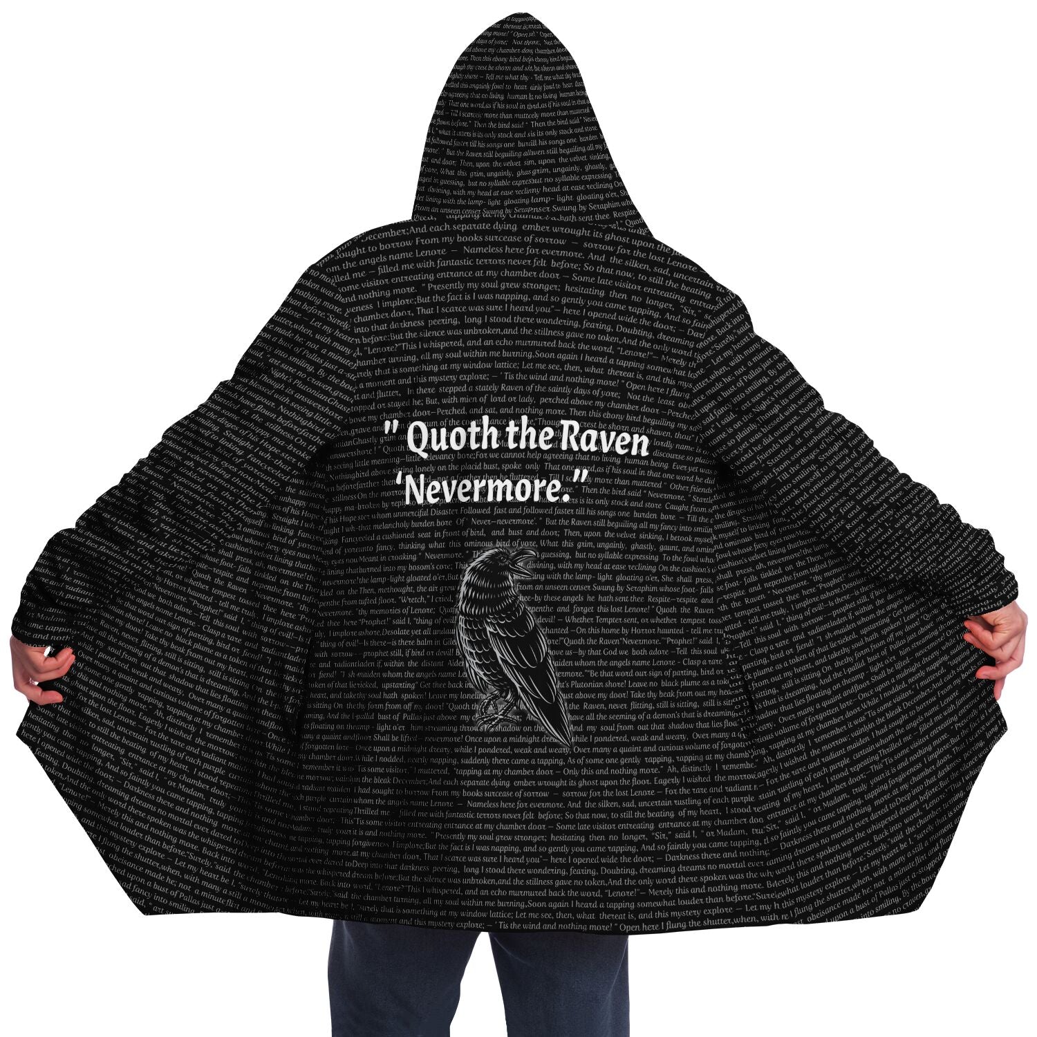 Quote the Raven Edgar Allan Poe Microfleece Cloak - Custom Sewn