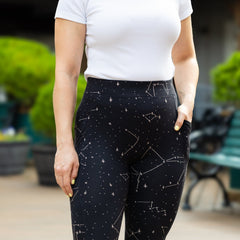 Constellations Glow-in-the-Dark Adults Cotton Leggings with Pockets