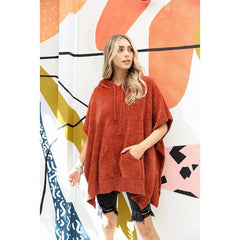 Soft Poncho with Hood - One size In Pink, Rust, or Sage
