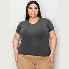 Basic Bae Full Size V-Neck High-Low T-Shirt