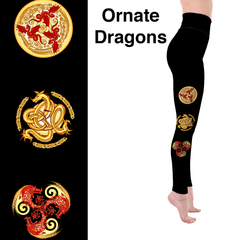 Mystical Ornate Dragon Full and Capri Length with Pockets