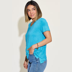 Basic Bae Full Size V-Neck High-Low T-Shirt